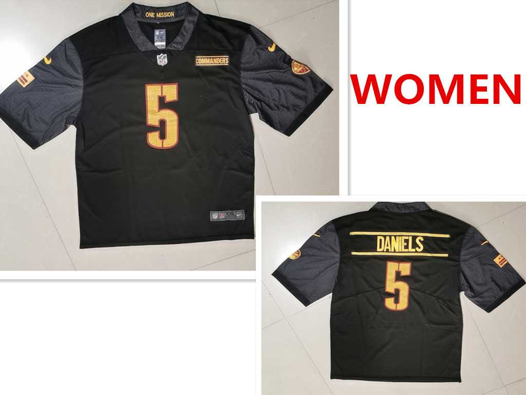 Women%27s Washington Commanders #5 Jayden Daniels Nike Black Alternate Vapor Untouchable Limited Jersey->women nfl jersey->Women Jersey